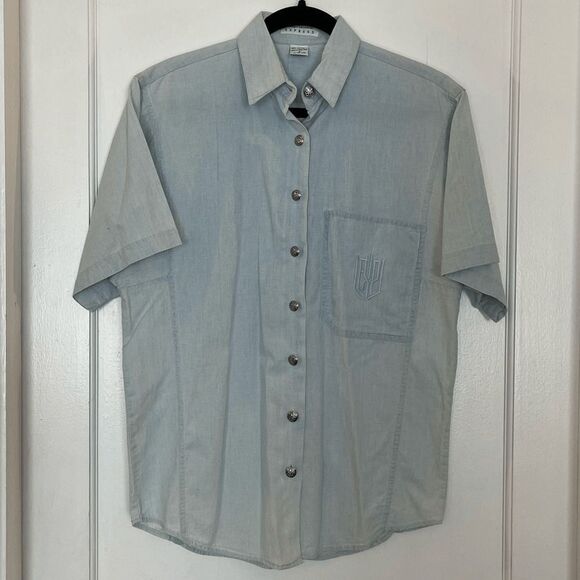 VINTAGE Express Compagnie Internationale denim short sleeve shirt Men’s Size S - Picture 1 of 7